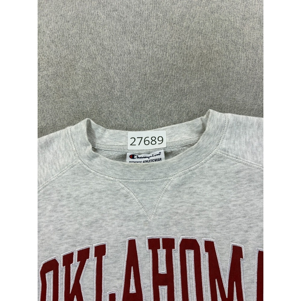 Oklahoma Sooners Champion Stitched Campus Crew Sweatshirt (Men's Medium) Gray - Picture 4 of 12